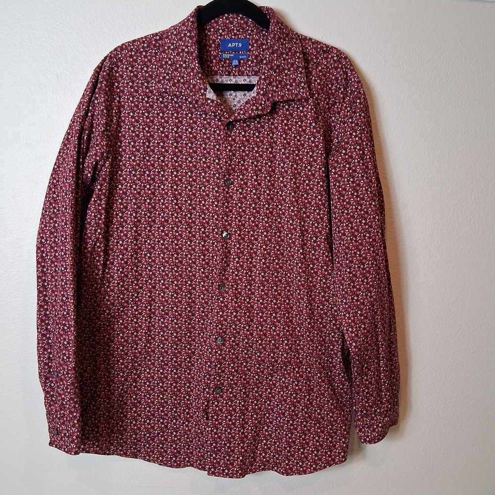 Apt. 9 Men's Burgundy Patterned Casual Shirt